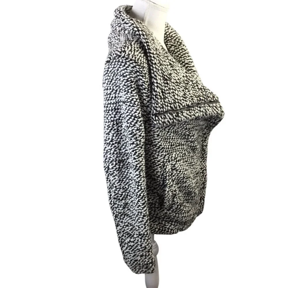 Blank NYC Asymmetrical Zip Marled Boucle Nubby Wool Blend Jacket Size Large